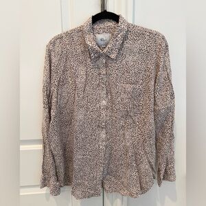 Rails Charlie Button-Down LS Linen Blend Shirt Sand Cheetah Size XL